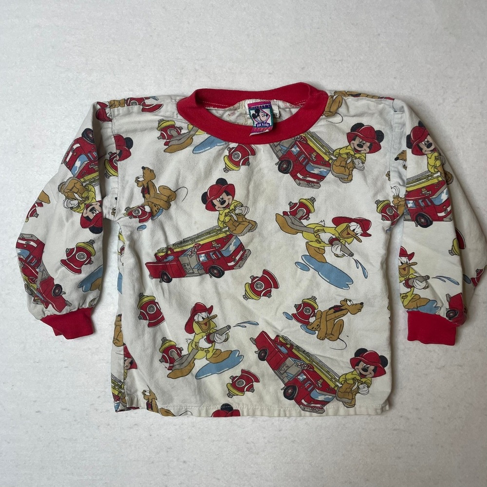 Vintage 90s Mickeys Stuff‎ For Kids Fireman Mickey Mouse Long Sleeve Shirt